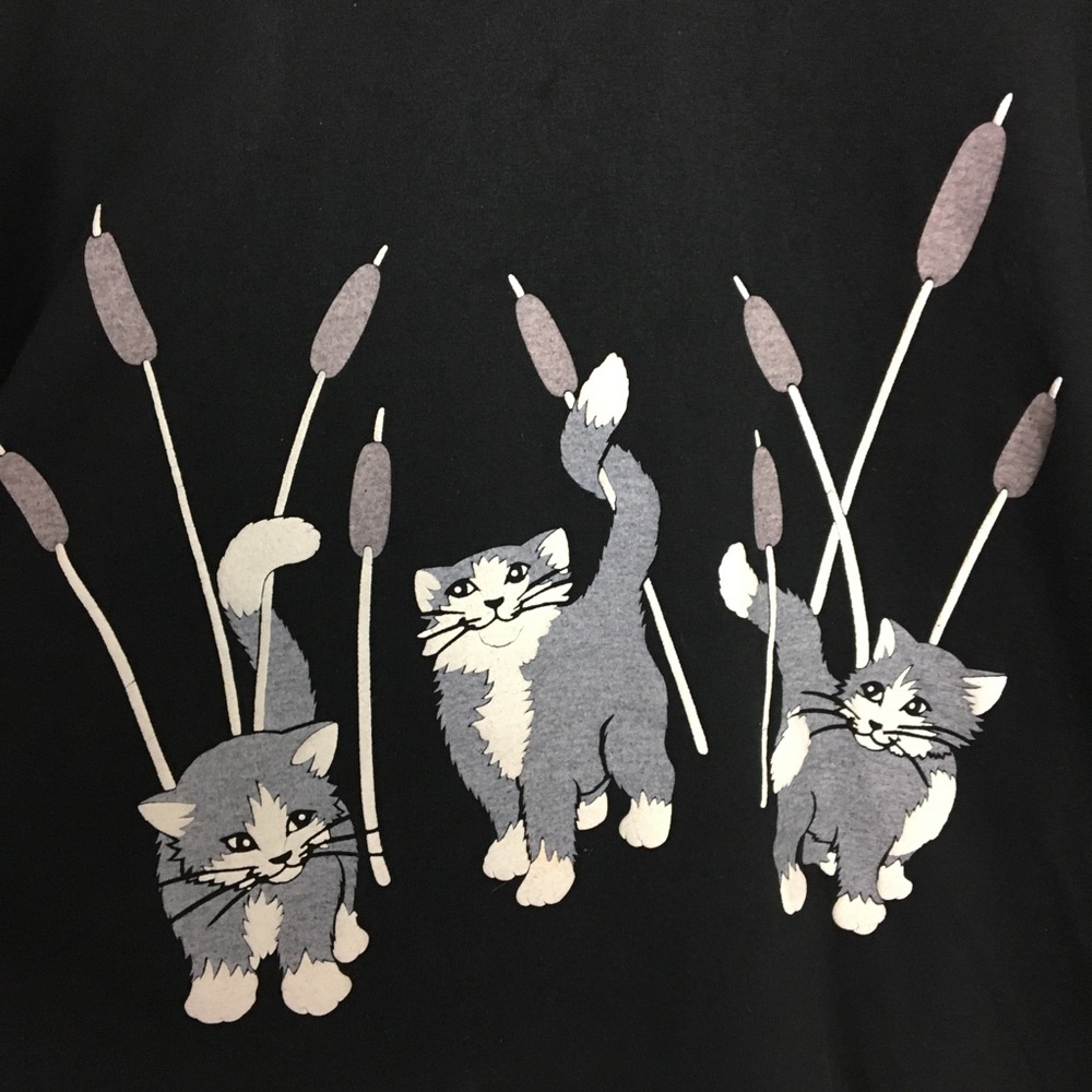 Vintage 80s Scarab San Francisco Cats Cattail Top - Picture 2 of 6